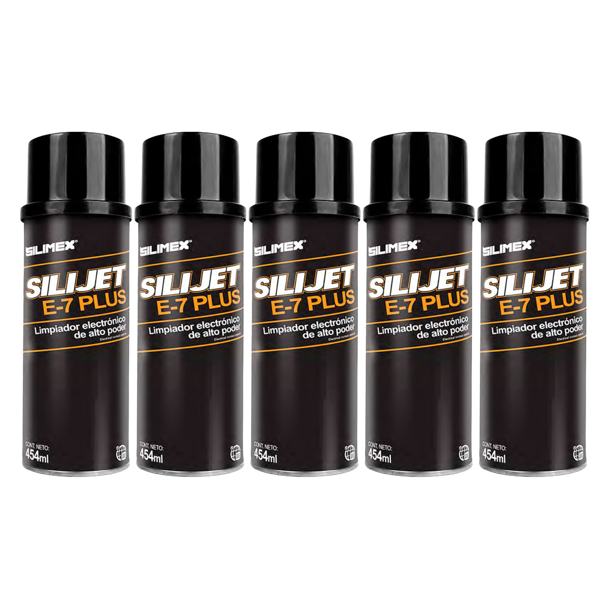 5 Pack - Limpiador electrónico Silimex Silijet E-7 plus de alto poder De 454 ML.